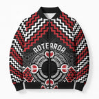 Personalised Aotearoa Niho Taniwha Motif Bomber Puffer Jacket Red Style - Aussie Hoodie
