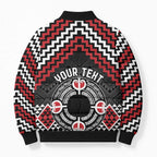 Personalised Aotearoa Niho Taniwha Motif Bomber Puffer Jacket Red Style - Aussie Hoodie