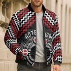 Personalised Aotearoa Niho Taniwha Motif Bomber Puffer Jacket Red Style - Aussie Hoodie