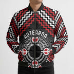 Personalised Aotearoa Niho Taniwha Motif Bomber Puffer Jacket Red Style - Aussie Hoodie