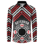 Personalised Aotearoa Niho Taniwha Motif Button Sweatshirt Red Style