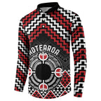 Personalised Aotearoa Niho Taniwha Motif Button Sweatshirt Red Style