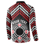 Personalised Aotearoa Niho Taniwha Motif Button Sweatshirt Red Style