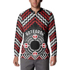 Personalised Aotearoa Niho Taniwha Motif Button Sweatshirt Red Style