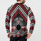 Personalised Aotearoa Niho Taniwha Motif Button Sweatshirt Red Style