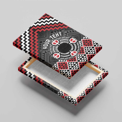 Personalised Aotearoa Niho Taniwha Motif Canvas Wall Art Red Style