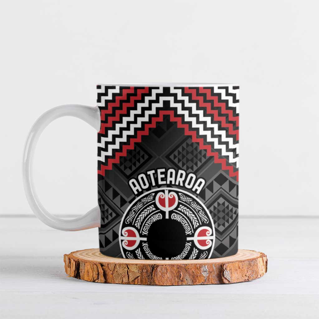 Personalised Aotearoa Niho Taniwha Motif Ceramic Mug Red Style - Aussie Hoodie