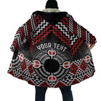 Personalised Aotearoa Niho Taniwha Motif Cloak Red Style - Aussie Hoodie