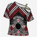 Personalised Aotearoa Niho Taniwha Motif Cross Shoulder Shirt Red Style - Aussie Hoodie