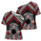 Personalised Aotearoa Niho Taniwha Motif Cross Shoulder Shirt Red Style - Aussie Hoodie