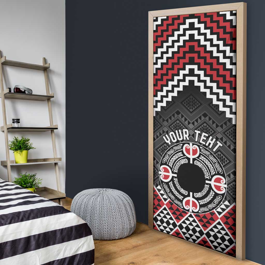 Personalised Aotearoa Niho Taniwha Motif Door Cover Red Style - Aussie Hoodie