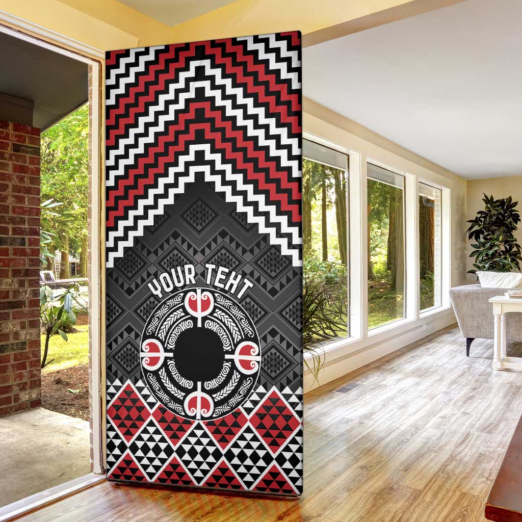 Personalised Aotearoa Niho Taniwha Motif Door Cover Red Style - Aussie Hoodie