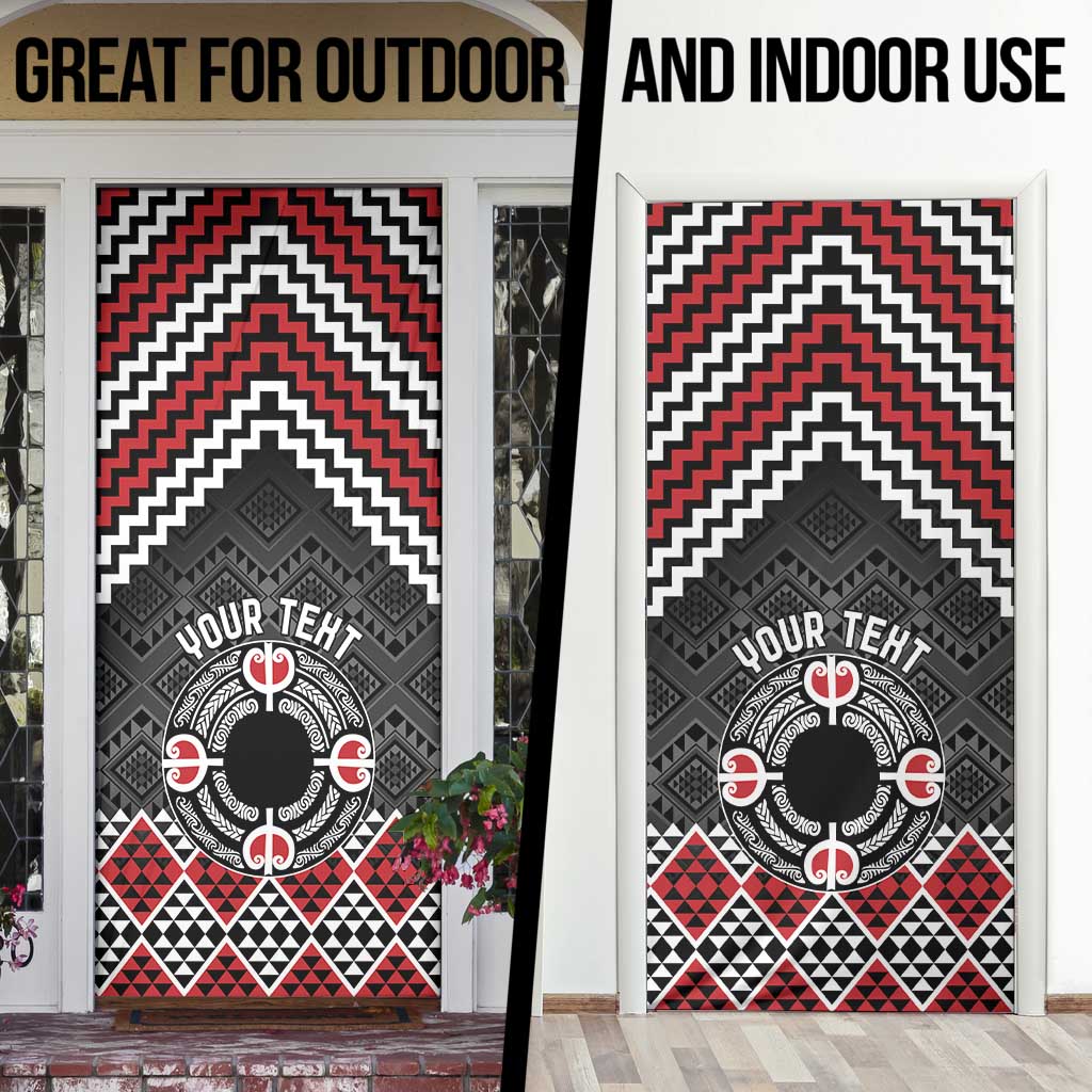 Personalised Aotearoa Niho Taniwha Motif Door Cover Red Style - Aussie Hoodie