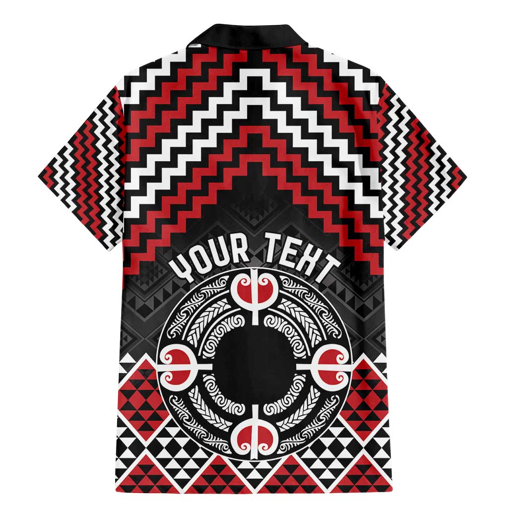 Personalised Aotearoa Niho Taniwha Motif Family Matching Mermaid Dress and Hawaiian Shirt Red Style