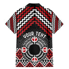 Personalised Aotearoa Niho Taniwha Motif Family Matching Mermaid Dress and Hawaiian Shirt Red Style