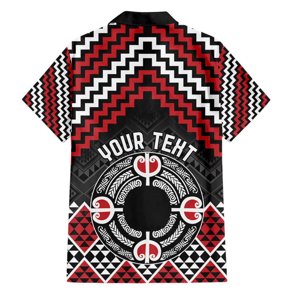 Personalised Aotearoa Niho Taniwha Motif Family Matching Off Shoulder Maxi Dress and Hawaiian Shirt Red Style