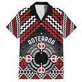 Personalised Aotearoa Niho Taniwha Motif Family Matching Puletasi and Hawaiian Shirt Red Style