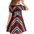 Personalised Aotearoa Niho Taniwha Motif Family Matching Tank Maxi Dress and Hawaiian Shirt Red Style
