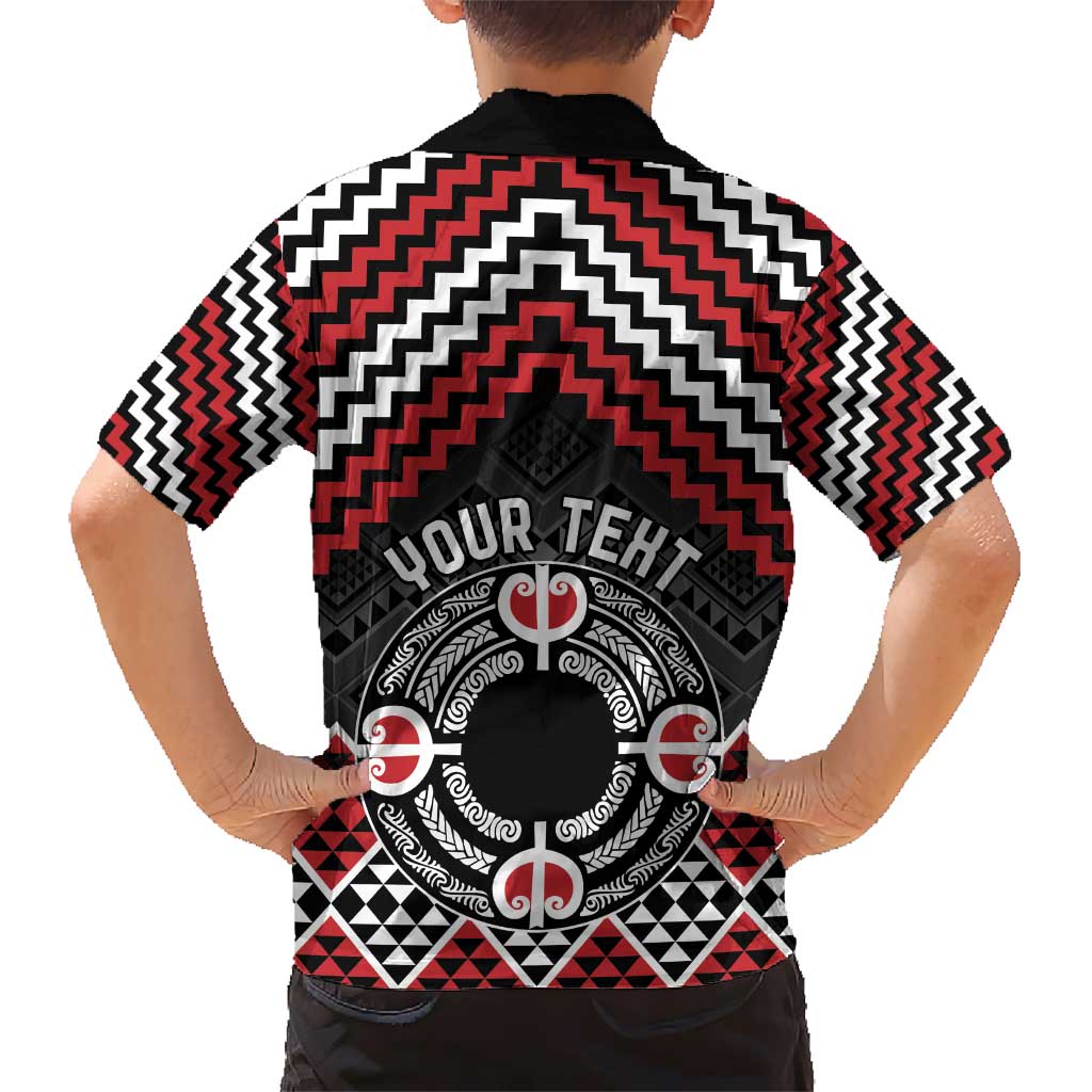 Personalised Aotearoa Niho Taniwha Motif Hawaiian Shirt Red Style