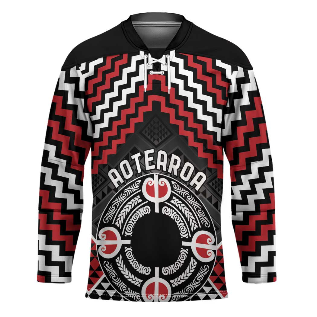 Personalised Aotearoa Niho Taniwha Motif Hockey Jersey Red Style - Aussie Hoodie