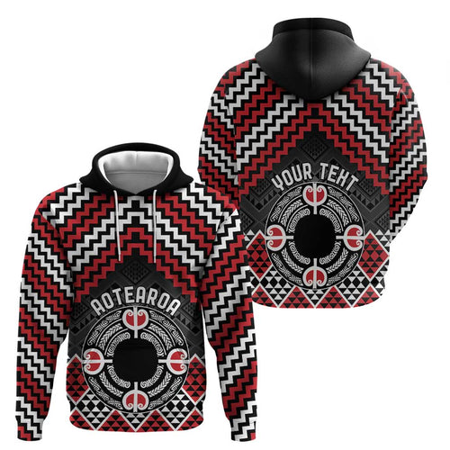 Personalised Aotearoa Niho Taniwha Motif Hoodie Red Style