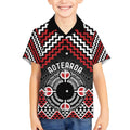 Personalised Aotearoa Niho Taniwha Motif Kid Hawaiian Shirt Red Style
