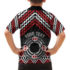 Personalised Aotearoa Niho Taniwha Motif Kid Hawaiian Shirt Red Style