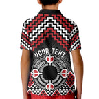 Personalised Aotearoa Niho Taniwha Motif Kid Polo Shirt Red Style