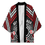 Personalised Aotearoa Niho Taniwha Motif Kimono Red Style - Aussie Hoodie