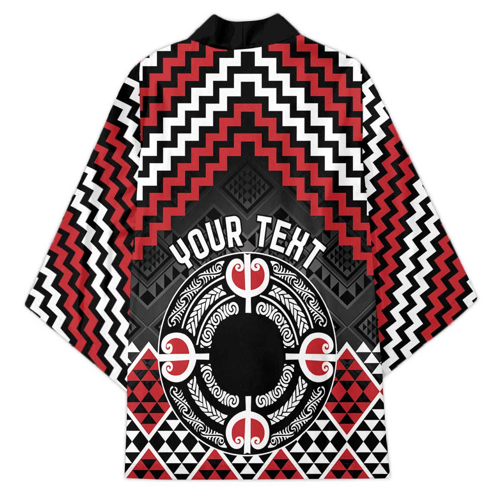 Personalised Aotearoa Niho Taniwha Motif Kimono Red Style - Aussie Hoodie