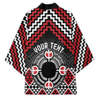 Personalised Aotearoa Niho Taniwha Motif Kimono Red Style - Aussie Hoodie