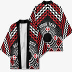 Personalised Aotearoa Niho Taniwha Motif Kimono Red Style - Aussie Hoodie