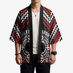 Personalised Aotearoa Niho Taniwha Motif Kimono Red Style - Aussie Hoodie