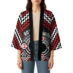 Personalised Aotearoa Niho Taniwha Motif Kimono Red Style - Aussie Hoodie