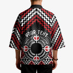 Personalised Aotearoa Niho Taniwha Motif Kimono Red Style - Aussie Hoodie