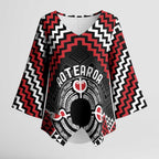Personalised Aotearoa Niho Taniwha Motif Kimono Sleeve Blouse Red Style - Aussie Hoodie