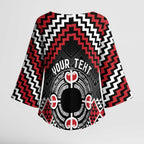 Personalised Aotearoa Niho Taniwha Motif Kimono Sleeve Blouse Red Style - Aussie Hoodie
