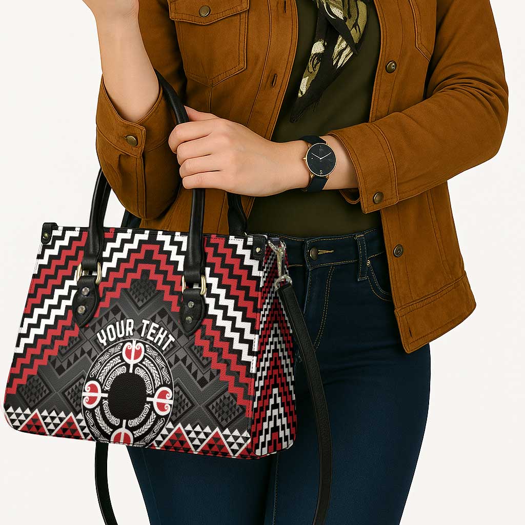 Personalised Aotearoa Niho Taniwha Motif Leather Bag Red Style - Aussie Hoodie