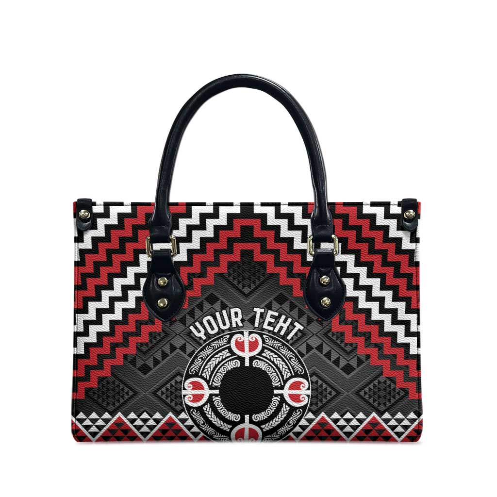 Personalised Aotearoa Niho Taniwha Motif Leather Bag Red Style - Aussie Hoodie