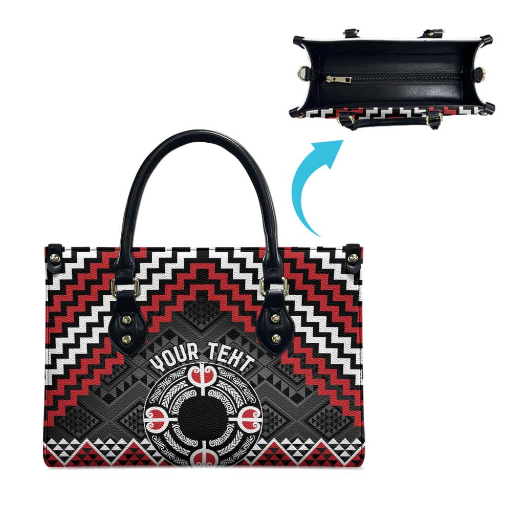Personalised Aotearoa Niho Taniwha Motif Leather Bag Red Style - Aussie Hoodie