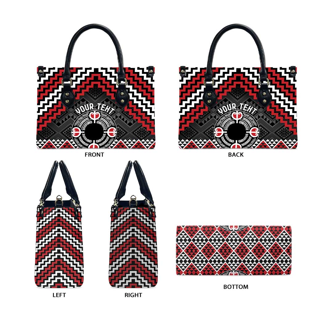 Personalised Aotearoa Niho Taniwha Motif Leather Bag Red Style - Aussie Hoodie