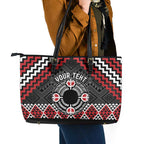 Personalised Aotearoa Niho Taniwha Motif Leather Tote Bag Red Style