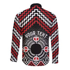 Personalised Aotearoa Niho Taniwha Motif Long Sleeve Button Shirt Red Style
