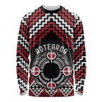 Personalised Aotearoa Niho Taniwha Motif Long Sleeve Shirt Red Style