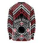 Personalised Aotearoa Niho Taniwha Motif Long Sleeve Shirt Red Style