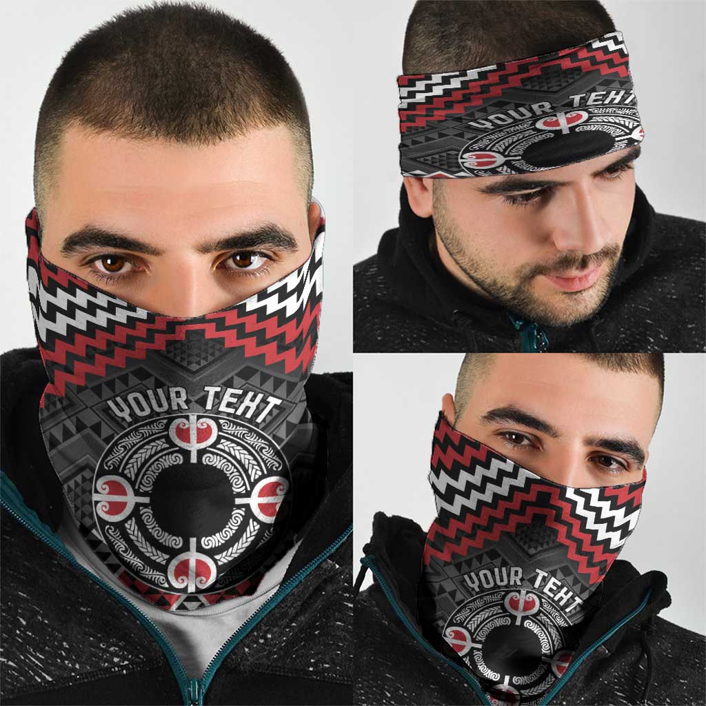 Personalised Aotearoa Niho Taniwha Motif Neck Gaiter Red Style - Aussie Hoodie