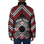 Personalised Aotearoa Niho Taniwha Motif Padded Jacket Red Style - Aussie Hoodie