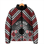 Personalised Aotearoa Niho Taniwha Motif Padded Jacket Red Style - Aussie Hoodie