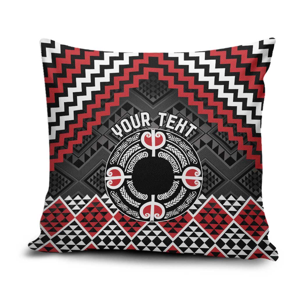 Personalised Aotearoa Niho Taniwha Motif Pillow Cover Red Style - Aussie Hoodie