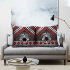 Personalised Aotearoa Niho Taniwha Motif Pillow Cover Red Style - Aussie Hoodie